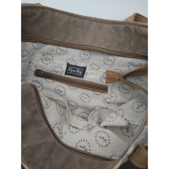 Myra Bag 100% Cotton/Leather Canvas Shoulder Tote Bag Aztec Southwestern Boho - Picture 11 of 16
